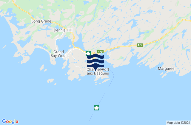 Mapa da tábua de marés em Channel-Port aux Basques, Canada