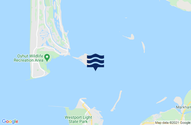 Mapa da tábua de marés em Channel 1.5 miles north of Westport, United States