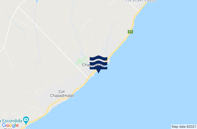 Mapa da tábua de marés em Chapadmalal, Argentina
