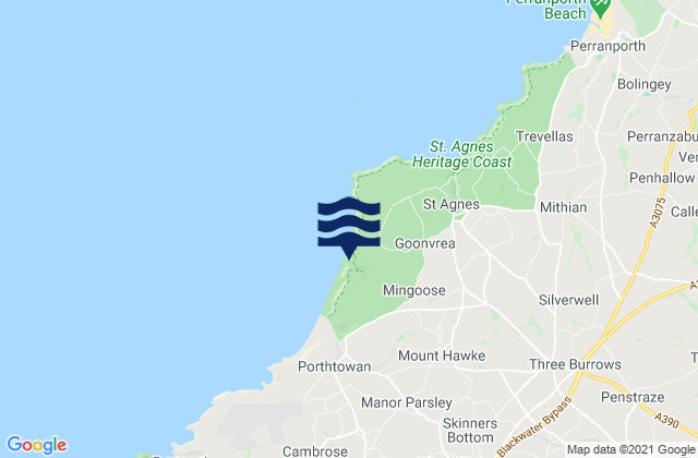 Mapa da tábua de marés em Chapel Porth Beach, United Kingdom
