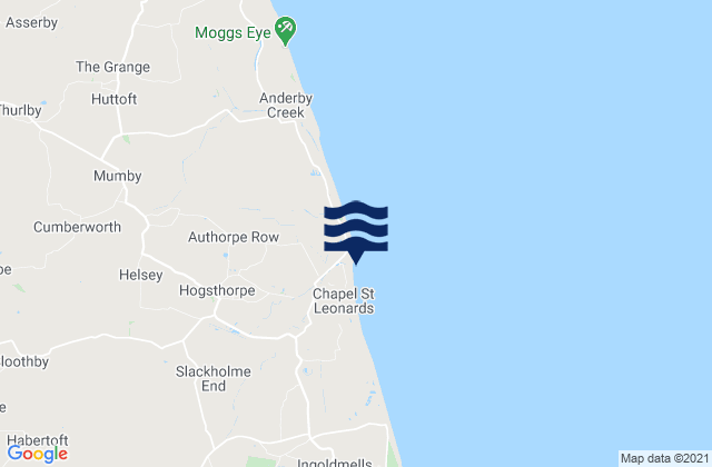 Mapa da tábua de marés em Chapel St Leonards Beach, United Kingdom