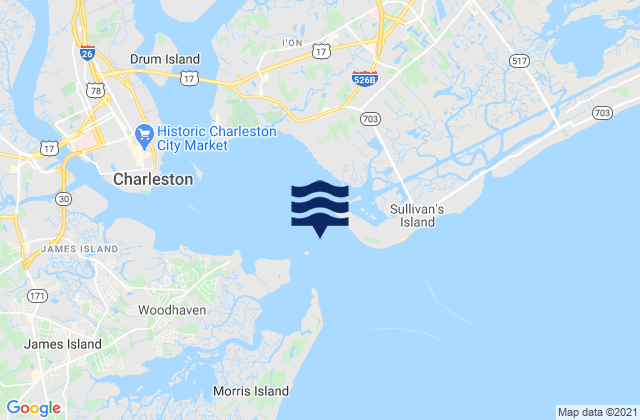 Mapa da tábua de marés em Charleston Harbor (off Fort Sumter), United States