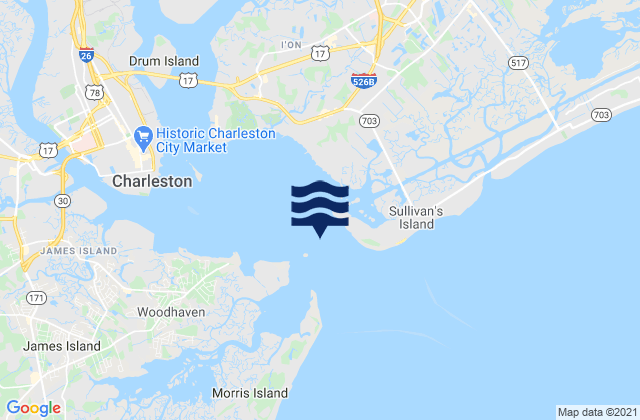 Mapa da tábua de marés em Charleston Harbor Entrance, United States