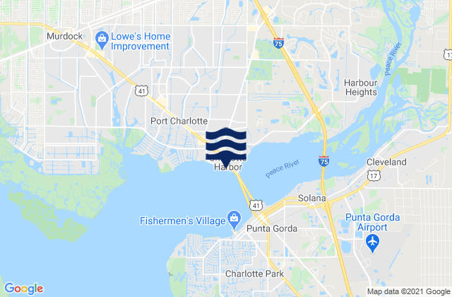 Mapa da tábua de marés em Charlotte Harbor, United States