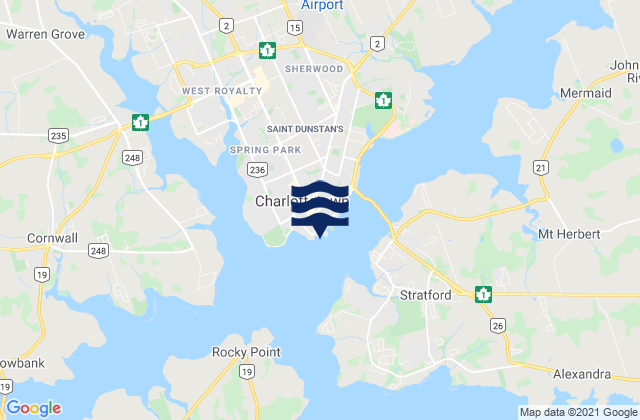 Mapa da tábua de marés em Charlottetown, Canada
