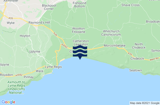 Mapa da tábua de marés em Charmouth Beach, United Kingdom