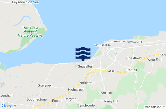 Mapa da tábua de marés em Chartham, United Kingdom