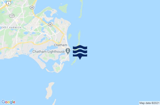 Mapa da tábua de marés em Chatham (outer coast), United States