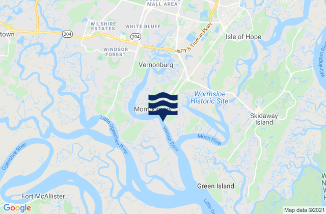 Mapa da tábua de marés em Chatham County, United States