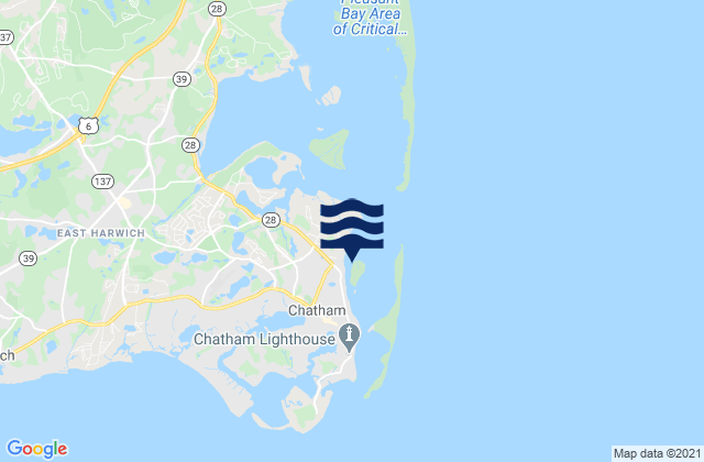 Mapa da tábua de marés em Chatham Harbor Aunt Lydias Cove, United States