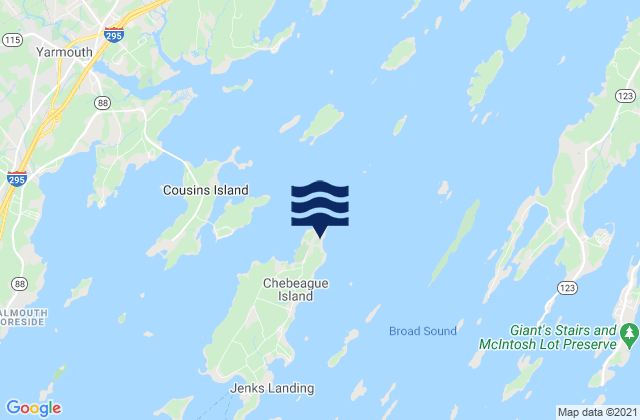 Mapa da tábua de marés em Chebeague Point, Great Chebeague Island, United States