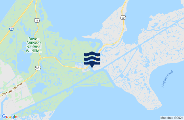Mapa da tábua de marés em Chef Menteur Chef Menteur Pass, United States