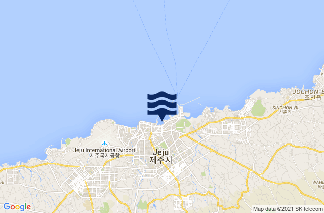 Mapa da tábua de marés em Cheju Harbor, South Korea