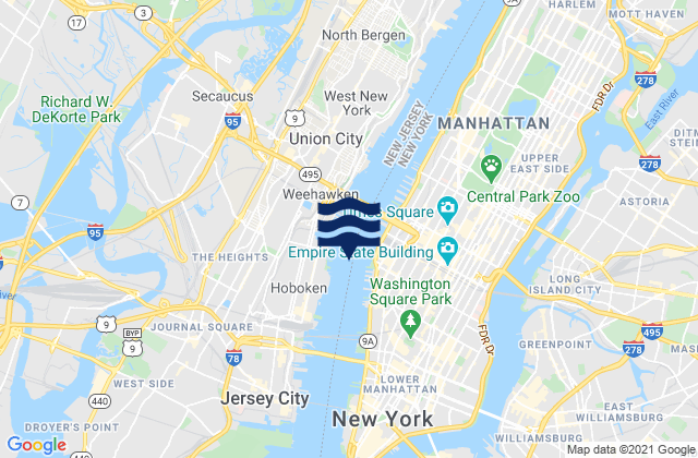 Mapa da tábua de marés em Chelsea Docks, United States
