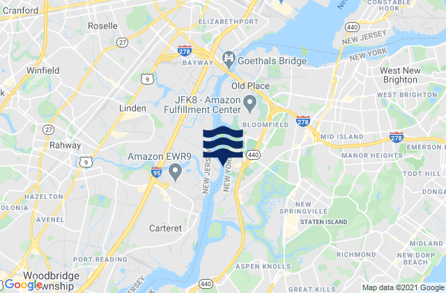 Mapa da tábua de marés em Chelsea, United States