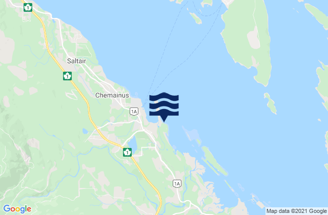 Mapa da tábua de marés em Chemainus, Canada