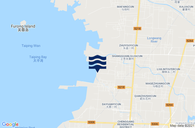 Mapa da tábua de marés em Chengguo, China
