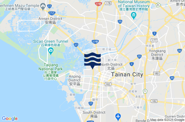 Mapa da tábua de marés em Chengkung, Taiwan