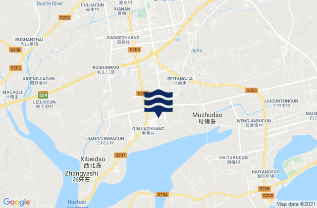 Mapa da tábua de marés em Chengqu, China