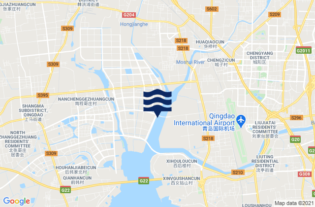 Mapa da tábua de marés em Chengyang, China
