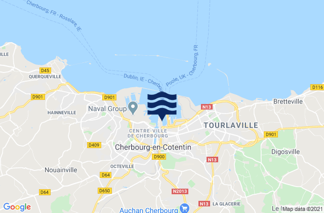 Mapa da tábua de marés em Cherbourg-Octeville, France