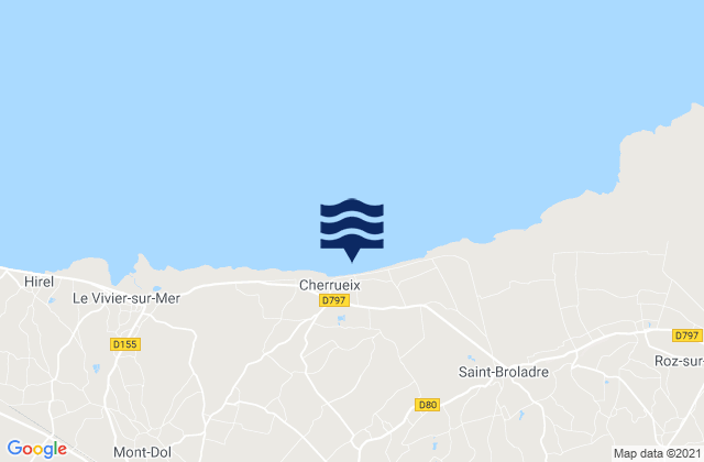 Mapa da tábua de marés em Cherrueix, France