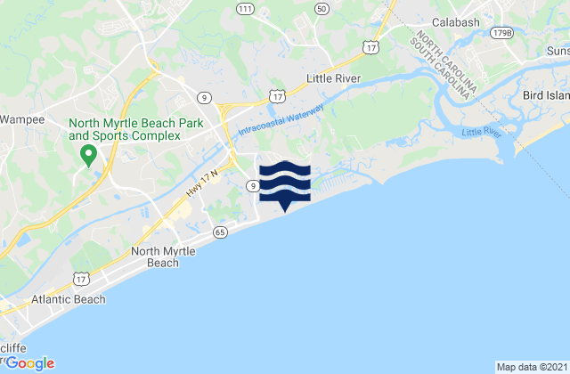 Mapa da tábua de marés em Cherry Grove Inlet, United States
