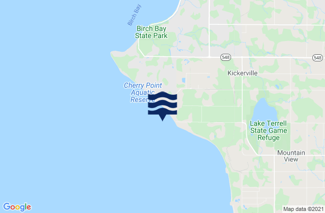 Mapa da tábua de marés em Cherry Point, United States