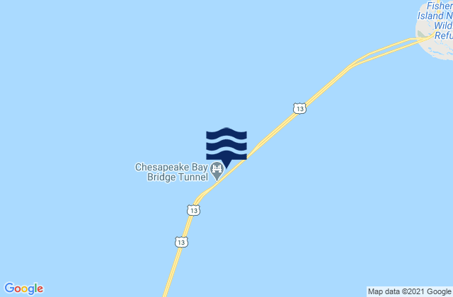 Mapa da tábua de marés em Chesapeake Channel (bridge tunnel), United States
