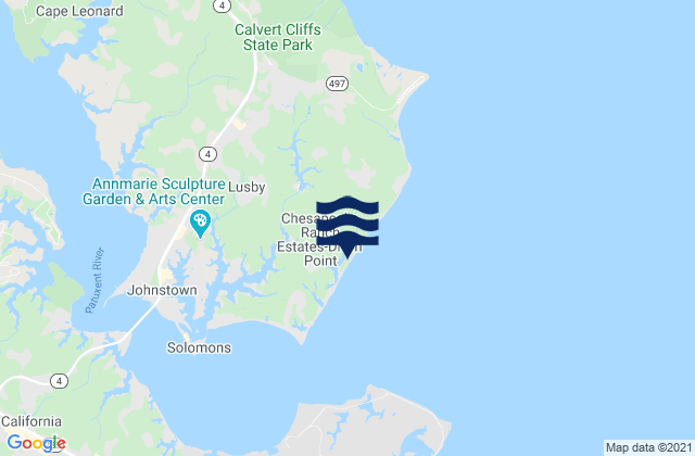 Mapa da tábua de marés em Chesapeake Ranch Estates, United States