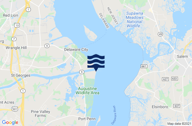 Mapa da tábua de marés em Chesapeake and Delaware Canal Entrance, United States
