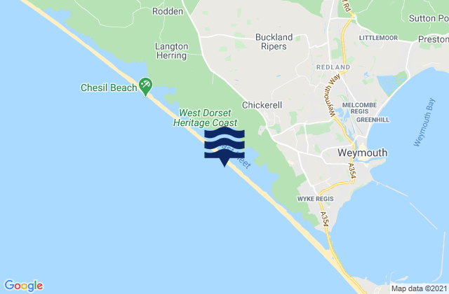 Mapa da tábua de marés em Chesil Bank Beach, United Kingdom