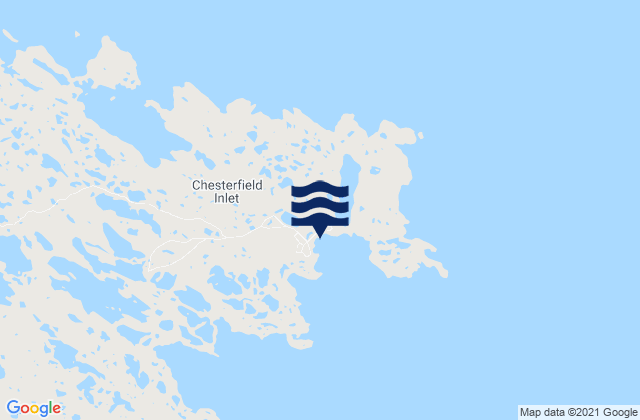 Mapa da tábua de marés em Chesterfield Inlet, Canada