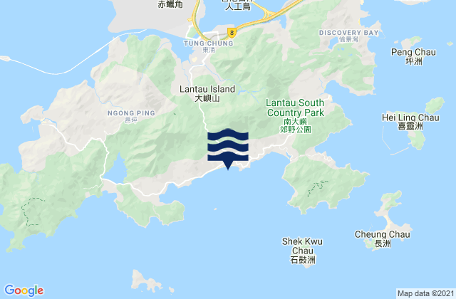 Mapa da tábua de marés em Cheung Sha, Hong Kong