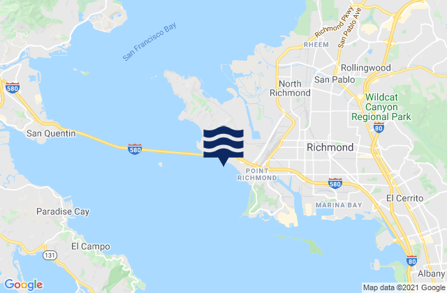 Mapa da tábua de marés em Chevron Oil Company Pier Richmond, United States