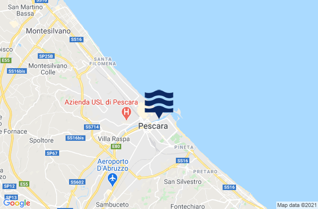 Mapa da tábua de marés em Chieti, Italy