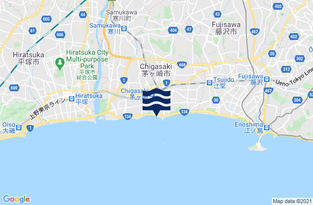 Mapa da tábua de marés em Chigasaki Shi, Japan
