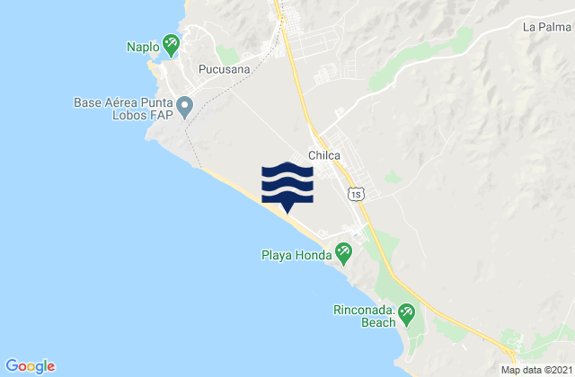 Mapa da tábua de marés em Chilca, Peru