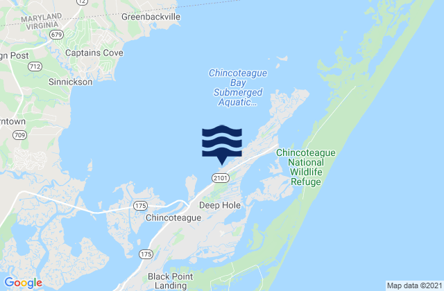 Mapa da tábua de marés em Chincoteague Island (Blake Cove), United States