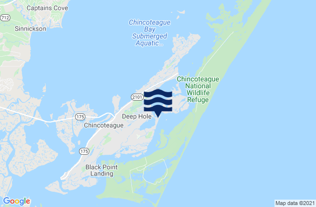 Mapa da tábua de marés em Chincoteague Island (Oyster Bay), United States