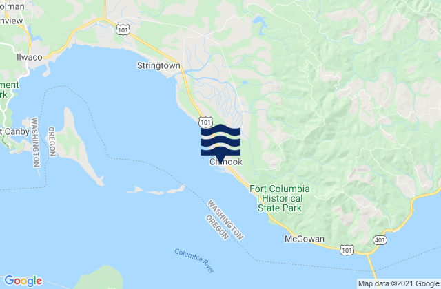 Mapa da tábua de marés em Chinook Baker Bay Wash., United States