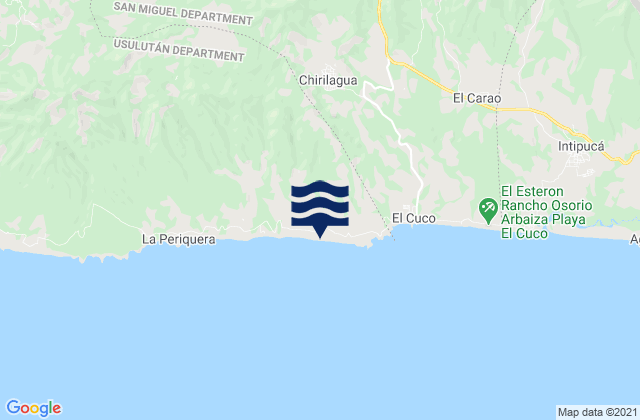 Mapa da tábua de marés em Chirilagua, El Salvador