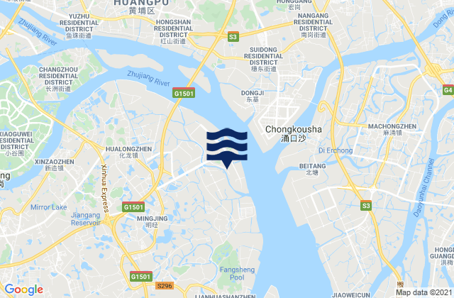 Mapa da tábua de marés em Chisha Shuidao, China