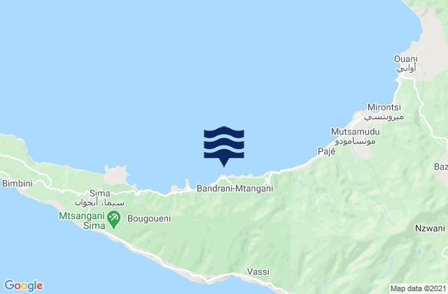 Mapa da tábua de marés em Chitrouni, Comoros