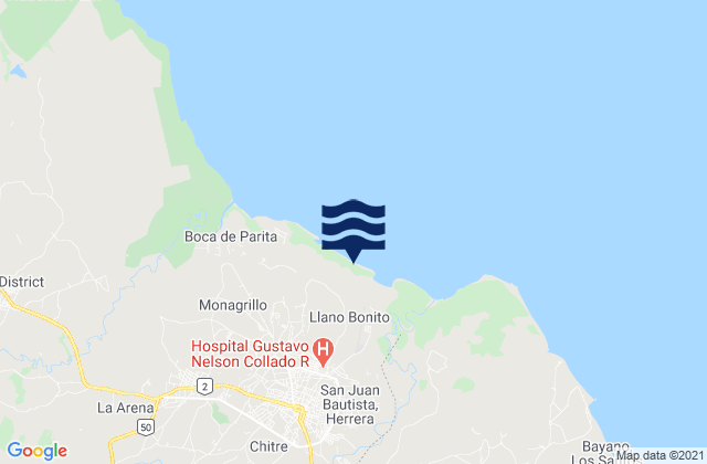 Mapa da tábua de marés em Chitré, Panama
