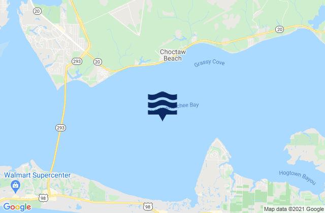 Mapa da tábua de marés em Choctawhatchee Bay, United States