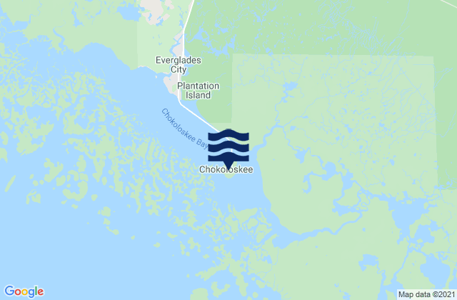 Mapa da tábua de marés em Chokoloskee Island, United States