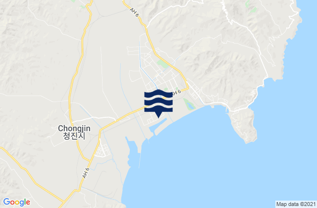 Mapa da tábua de marés em Chongjin, North Korea