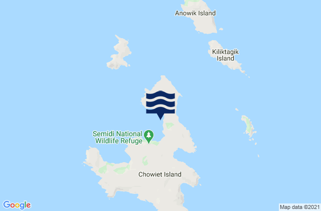 Mapa da tábua de marés em Chowiet Island, United States