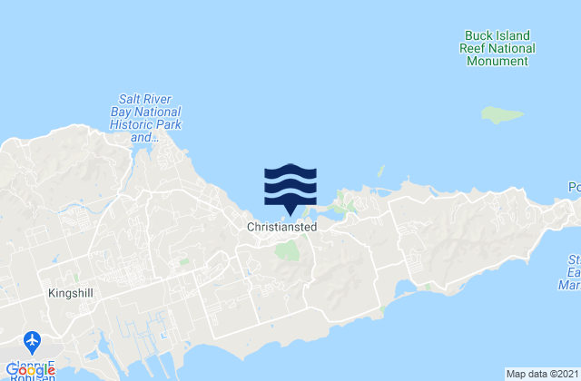 Mapa da tábua de marés em Christiansted (Saint Croix), U.S. Virgin Islands